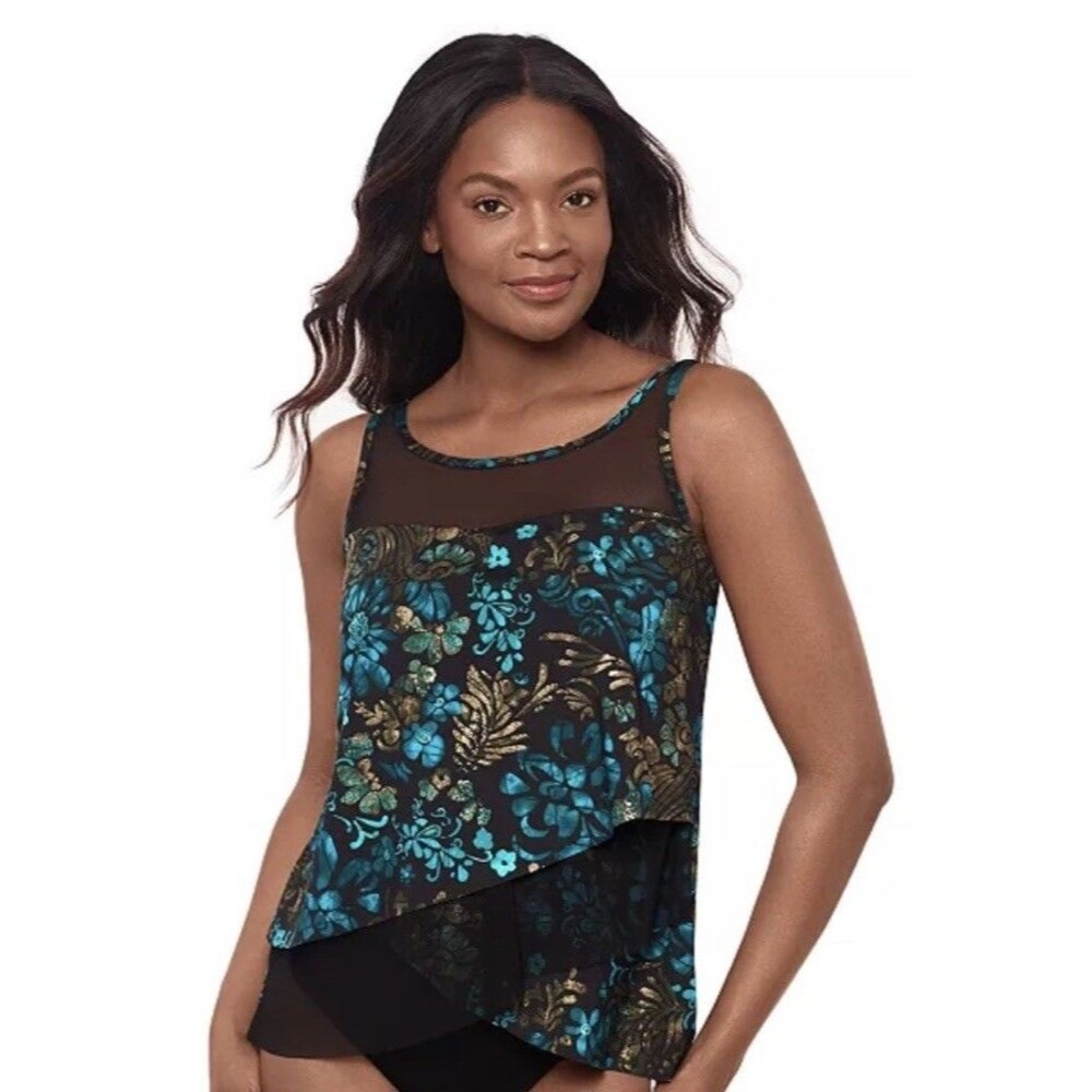 Miraclesuit Underwire Flora Mirage Swim Bikini Tankini Top Size 8 NWT $142